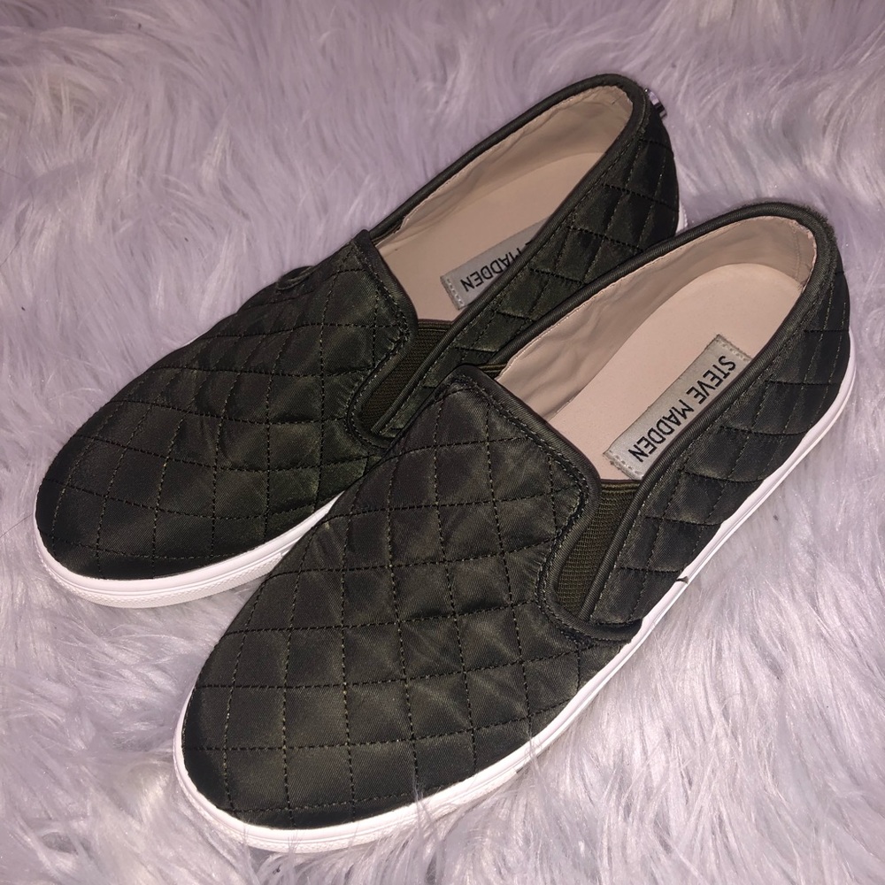 Steve Madden Slip Ons | Olive Green | Size 8